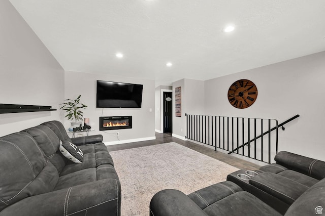 122 W 5300 S, Washington Terrace, UT 84405 - living area featuring recessed lighting, wood finished floors, and a glass covered fireplace