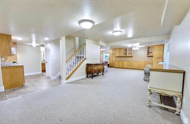 1017 E 450 N Cir N, American Fork, UT 84003 - finished basement with light carpet, a textured ceiling, and stairway