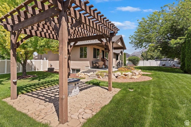 3146 N 750 W, Pleasant View, UT 84414 - fenced backyard with a patio area and a pergola