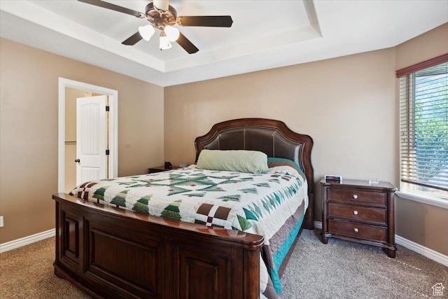 3146 N 750 W, Pleasant View, UT 84414 - carpeted bedroom featuring a raised ceiling, multiple windows, and a ceiling fan