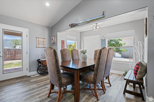 3712 N 250 E, Enoch, UT 84721 - dining area featuring vaulted ceiling, light wood-style flooring, and recessed lighting