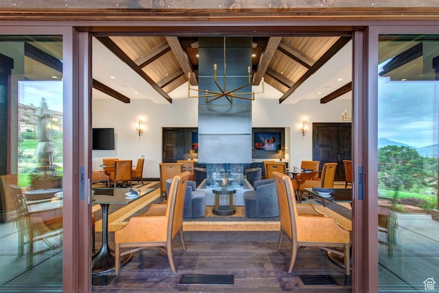330 N Haystack Mountain Dr, Heber City, UT 84032 - dining space with a chandelier and dark wood-style floors