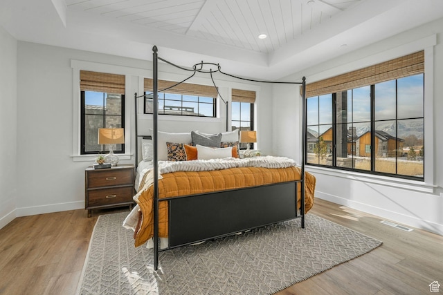 330 N Haystack Mountain Dr, Heber City, UT 84032 - bedroom featuring wood finished floors, a raised ceiling, and wood ceiling