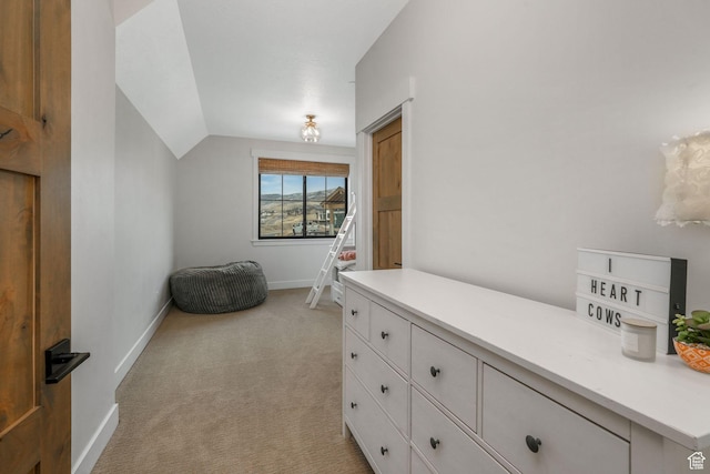 330 N Haystack Mountain Dr, Heber City, UT 84032 - bedroom featuring vaulted ceiling and light carpet