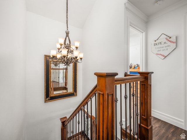 3228 N Brook Ln W, Provo, UT 84604 - staircase featuring a chandelier and wood finished floors