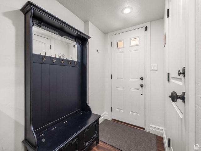3228 N Brook Ln W, Provo, UT 84604 - mudroom featuring dark wood-style floors and a textured ceiling