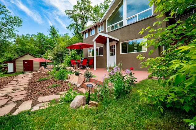 1155 N Pinecrest Canyon Rd, Salt Lake City, UT 84108 - view of yard with a patio area and a storage shed
