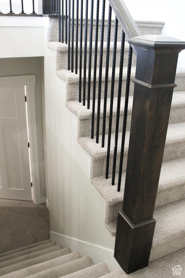 13693 S Blayde Dr, Herriman, UT 84096 - staircase featuring carpet flooring and baseboards