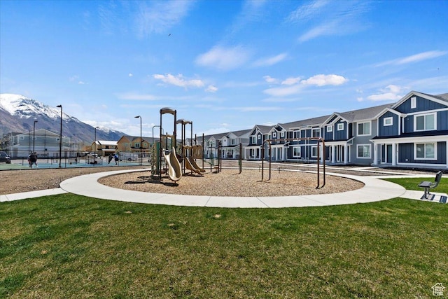 661 W 1920 S Unit 1070, Provo, UT 84601 - communal playground featuring a residential view, a yard, and a mountain view