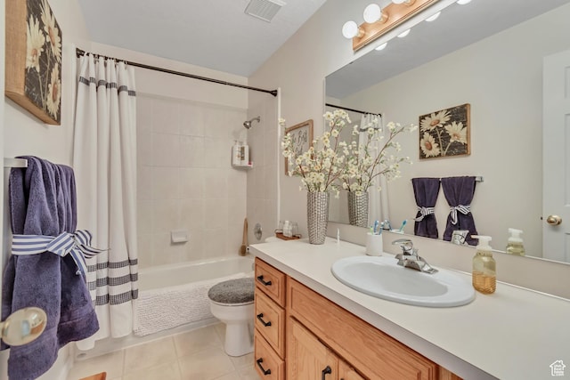 5149 W Rendezvous, Mountain Green, UT 84050 - bathroom featuring vanity, shower / tub combo, and tile patterned floors