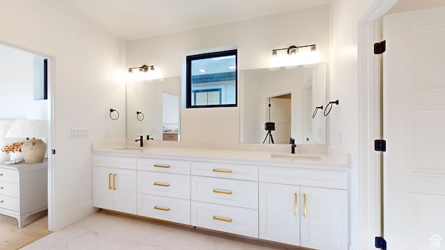 683 N Heritage St, Mapleton, UT 84664 - bathroom featuring double vanity and marble look tiles