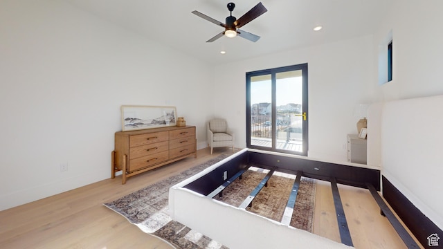 683 N Heritage St, Mapleton, UT 84664 - bedroom featuring wood finished floors, recessed lighting, and ceiling fan