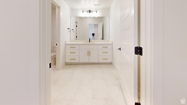 683 N Heritage St, Mapleton, UT 84664 - bathroom featuring marble finish flooring and vanity