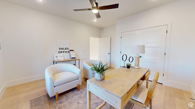 683 N Heritage St, Mapleton, UT 84664 - office area with a ceiling fan, light wood-style floors, and recessed lighting
