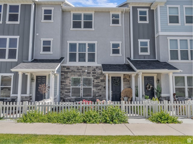 5251 W Linley Ct, Herriman, UT 84096 - townhome / multi-family property featuring stone siding, board and batten siding, and stucco siding