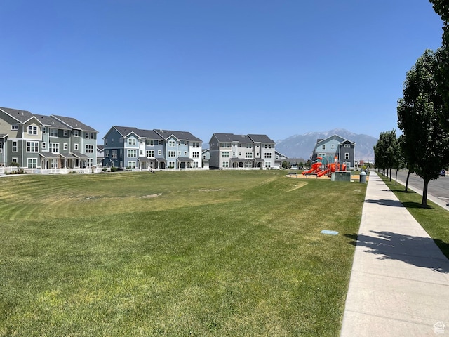 5251 W Linley Ct, Herriman, UT 84096 - surrounding community with a mountain view, a yard, and a residential view