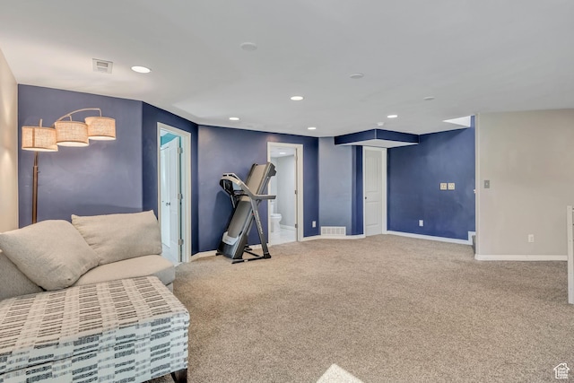 9209 N Prairie Dunes Way, Eagle Mountain, UT 84005 - living area featuring carpet floors and recessed lighting