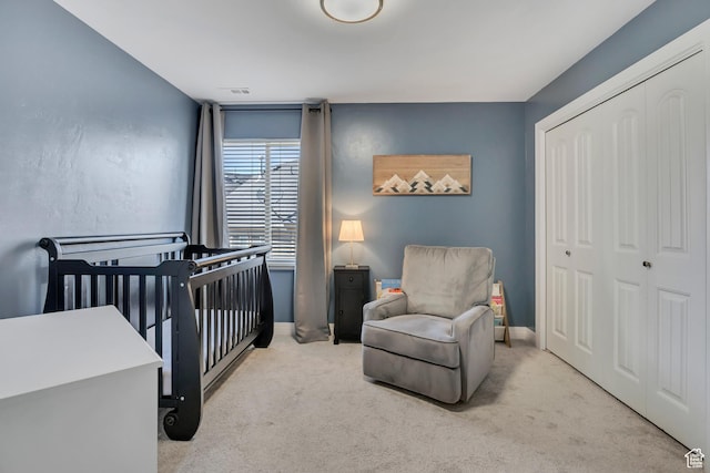 9209 N Prairie Dunes Way, Eagle Mountain, UT 84005 - bedroom featuring carpet floors, a closet, and a nursery area