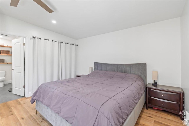 1543 E Spring Run Dr, Salt Lake City, UT 84117 - bedroom with wood finished floors, connected bathroom, recessed lighting, and ceiling fan