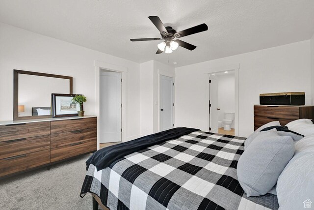 1281 16th St Unit 1281, Ogden, UT 84404 - bedroom featuring carpet, a textured ceiling, ceiling fan, and ensuite bathroom