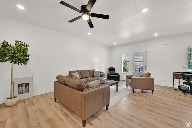1281 16th St Unit 1281, Ogden, UT 84404 - living area featuring light wood-type flooring, ceiling fan, and recessed lighting