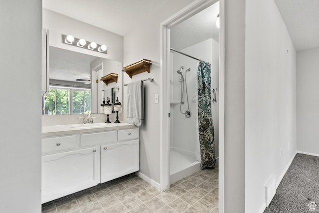 2522 E 1950 N, Layton, UT 84040 - bathroom featuring vanity, a shower with shower curtain, and ceiling fan