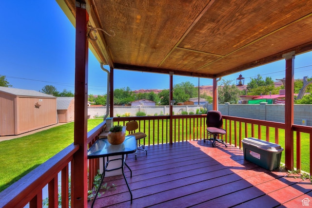466 W Wingate Ave, Moab, UT 84532 - deck with a fenced backyard and an outdoor structure