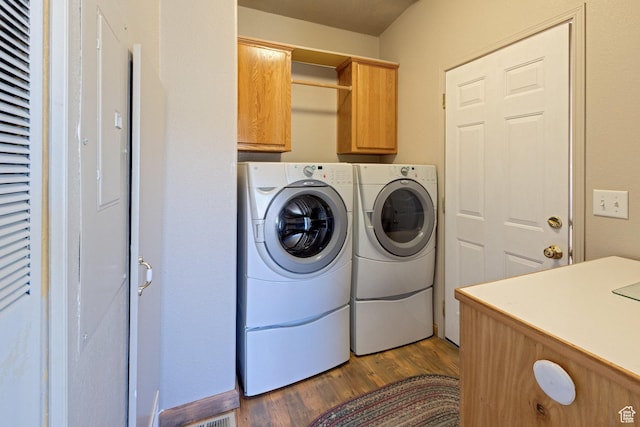466 W Wingate Ave, Moab, UT 84532 - laundry room with cabinet space, washer and dryer, and wood finished floors