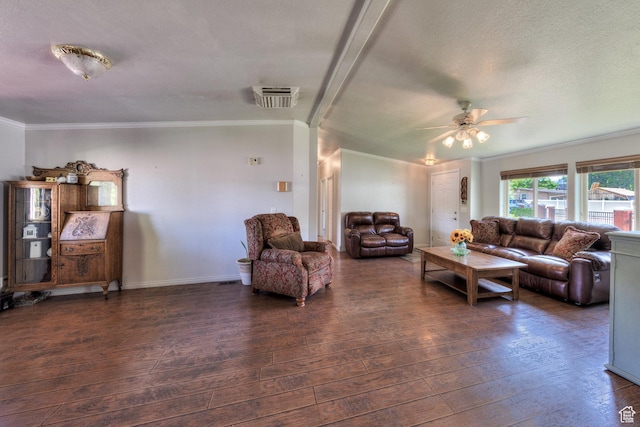 466 W Wingate Ave, Moab, UT 84532 - living area with hardwood / wood-style floors, ceiling fan, and ornamental molding