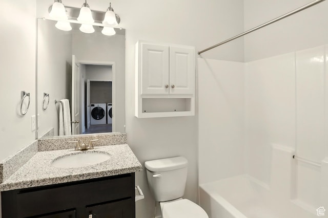 5254 W Burntside Ave, South Jordan, UT 84009 - bathroom with washer and dryer, vanity, and bathing tub / shower combination