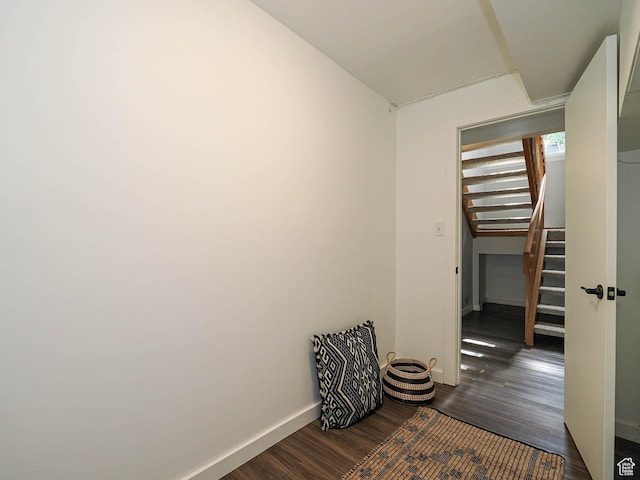 2512 E Redondo Ave S, Salt Lake City, UT 84108 - hallway featuring dark wood-type flooring and stairway