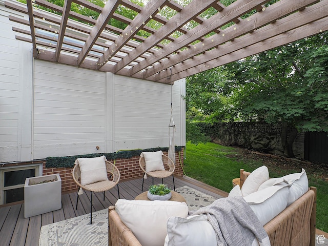 2512 E Redondo Ave S, Salt Lake City, UT 84108 - wooden terrace with an outdoor hangout area and a pergola