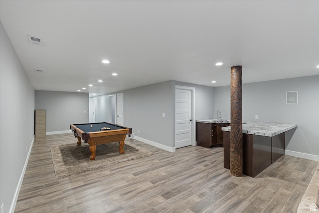 11989 S 3600 W, Riverton, UT 84065 - playroom with recessed lighting, light wood-style flooring, billiards, and wet bar