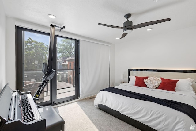 615 E 100 S Unit 1, Salt Lake City, UT 84102 - bedroom featuring access to exterior, recessed lighting, and a ceiling fan