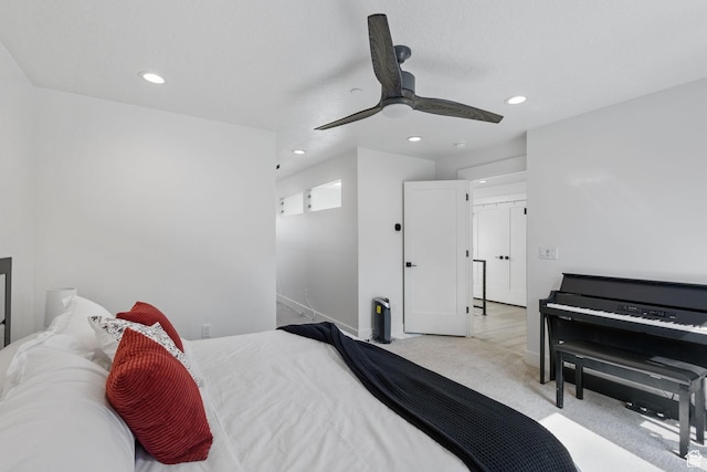 615 E 100 S Unit 1, Salt Lake City, UT 84102 - bedroom with carpet floors, recessed lighting, and a ceiling fan
