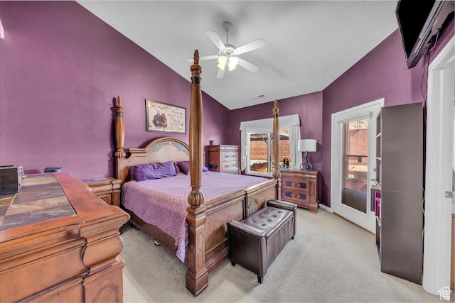 329 E 20 S, Ivins, UT 84738 - bedroom with vaulted ceiling, light colored carpet, and ceiling fan