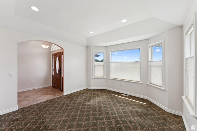 2828 W Gentile St, Layton, UT 84041 - unfurnished room with arched walkways, carpet, and recessed lighting
