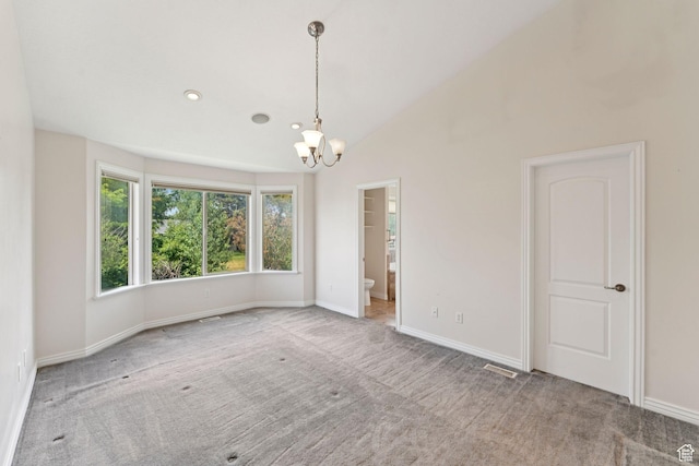 2828 W Gentile St, Layton, UT 84041 - carpeted spare room with a chandelier and vaulted ceiling