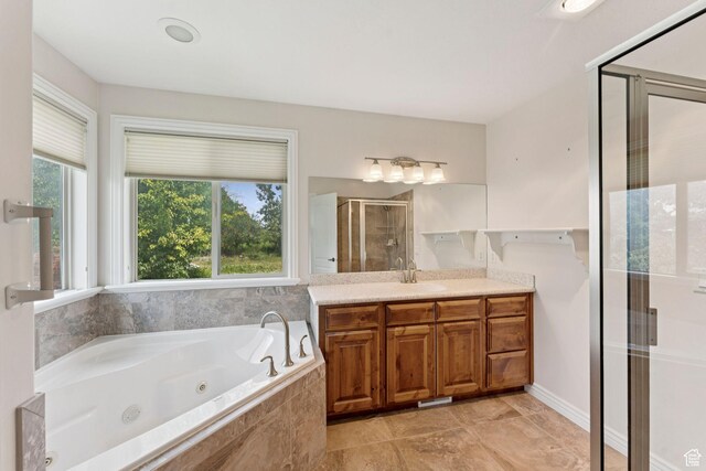 2828 W Gentile St, Layton, UT 84041 - full bath with a stall shower, vanity, and a whirlpool tub