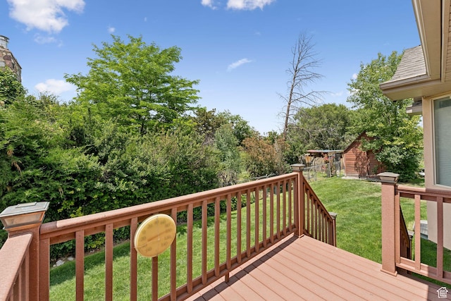 2828 W Gentile St, Layton, UT 84041 - deck featuring a lawn and a shed