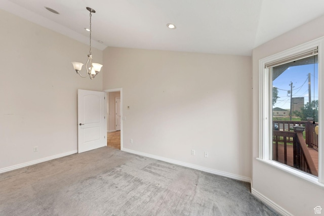 2828 W Gentile St, Layton, UT 84041 - carpeted spare room with a chandelier and high vaulted ceiling