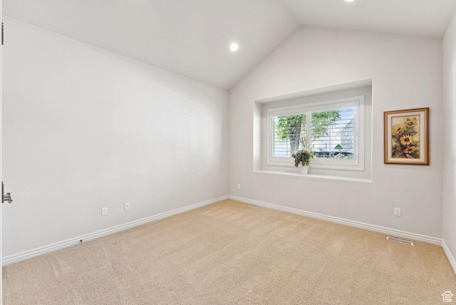 1369 E Farm Dr, Murray, UT 84117 - empty room with carpet flooring, lofted ceiling, and recessed lighting