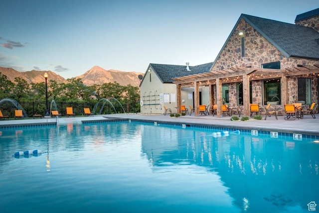 6221 W Applecross Cir, Highland, UT 84003 - community pool featuring a pergola, a mountain view, and a patio
