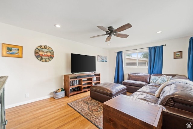 1856 N Alder St, Layton, UT 84041 - living room with light wood finished floors, ceiling fan, and recessed lighting