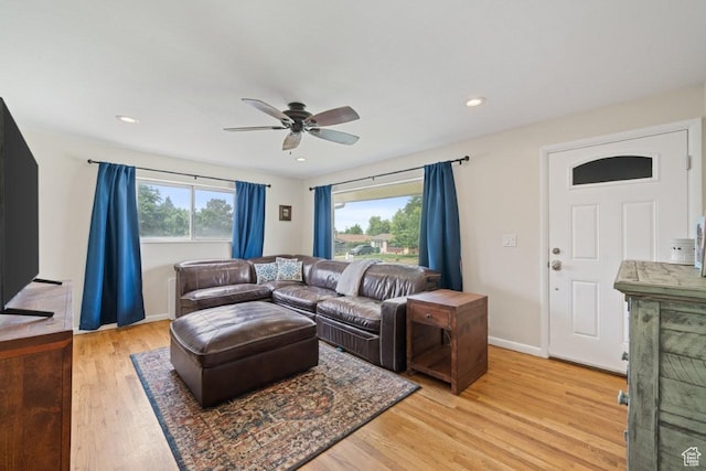 1856 N Alder St, Layton, UT 84041 - living area with ceiling fan, light wood-style floors, and recessed lighting