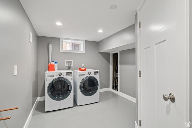 1856 N Alder St, Layton, UT 84041 - washroom with washing machine and dryer and recessed lighting