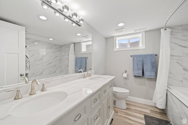 1856 N Alder St, Layton, UT 84041 - full bathroom with double vanity, shower / bathtub combination with curtain, and recessed lighting