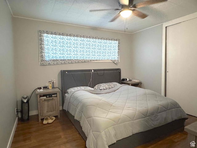 615 E Ben Lomond Ave, South Ogden, UT 84403 - bedroom featuring wood finished floors, a closet, and a ceiling fan