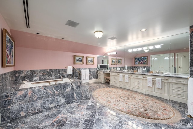 1384 N 450 E, Orem, UT 84097 - full bath with vanity, a bath, and marble finish floors