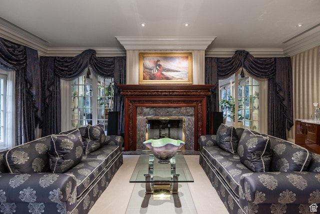 1384 N 450 E, Orem, UT 84097 - living area with a fireplace and ornamental molding